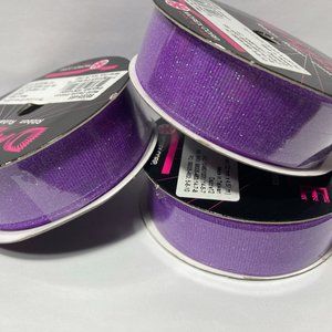 Purple Glitter Ribbed Ribbon 7/8" 3 Rolls